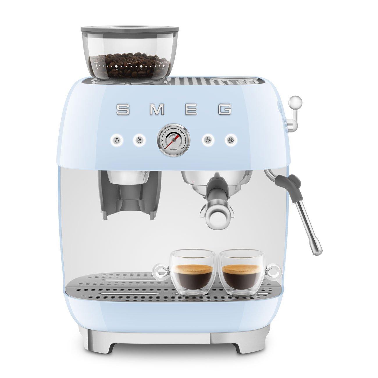 Espresso Coffee Machine with Grinder in Pastel Blue